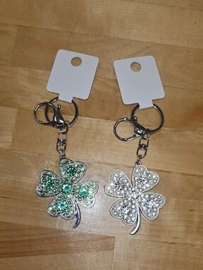 Rhinestone Four-Leaf Clover Keychains Nwt